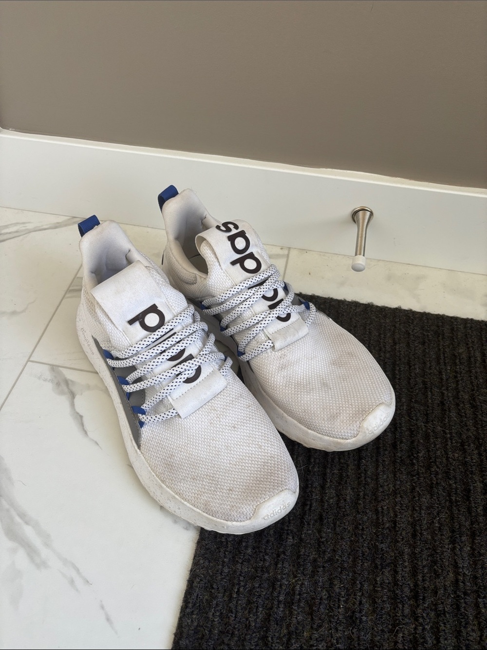 adidas White and Blue Men's Running Sneakers